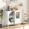 Costway Kitchen Sideboard Wooden Buffet Cabinet with Glass Holder & Tempered Glass Doors